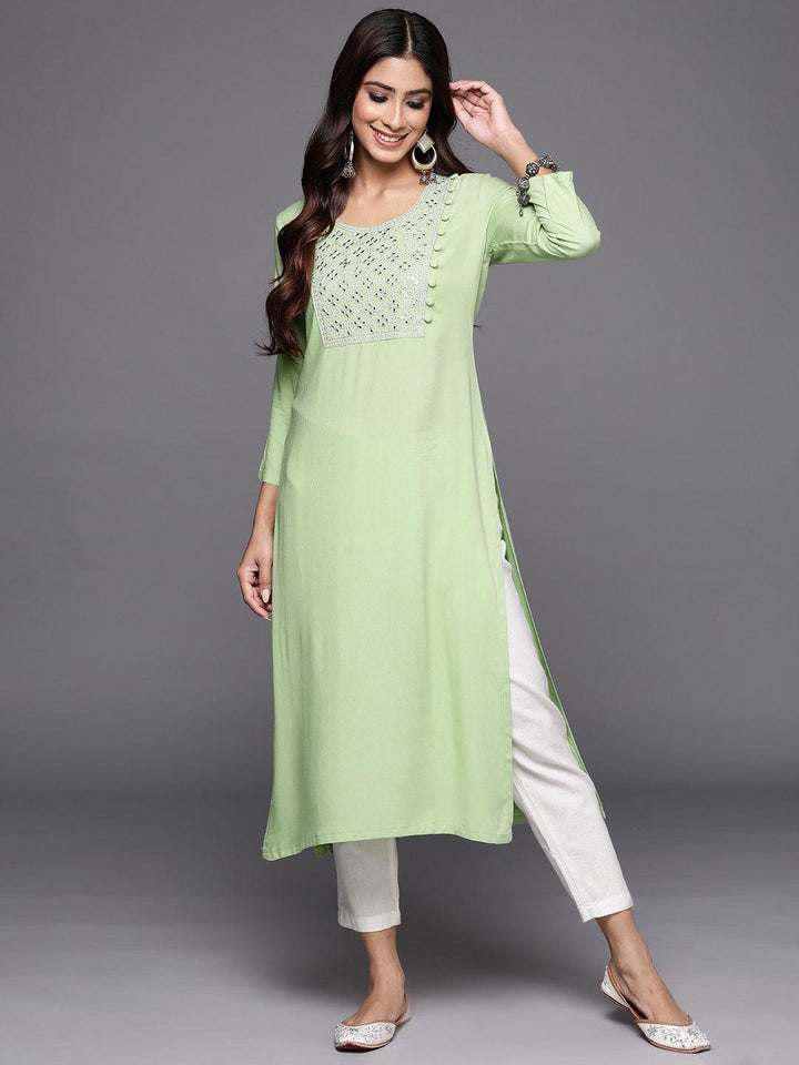 Green Yoke Design Rayon Straight Kurta