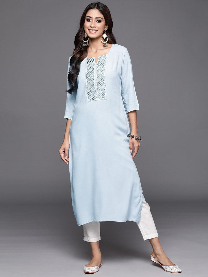 Grey Yoke Design Rayon Straight Kurta