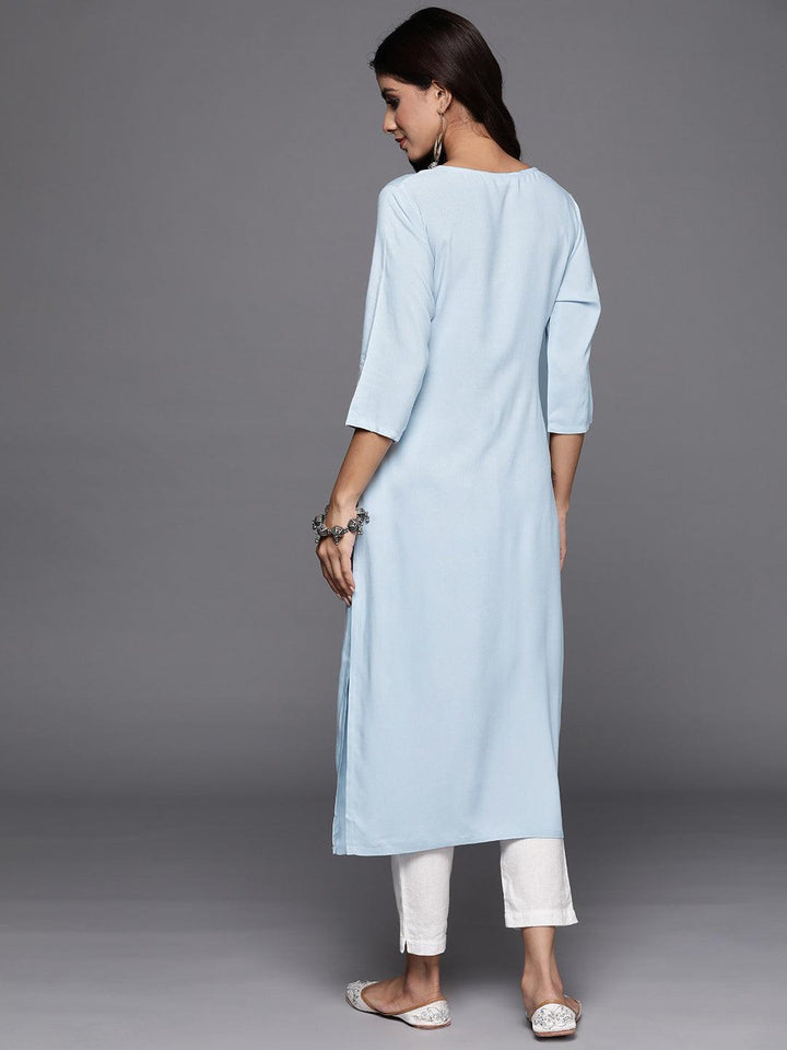 Grey Yoke Design Rayon Straight Kurta