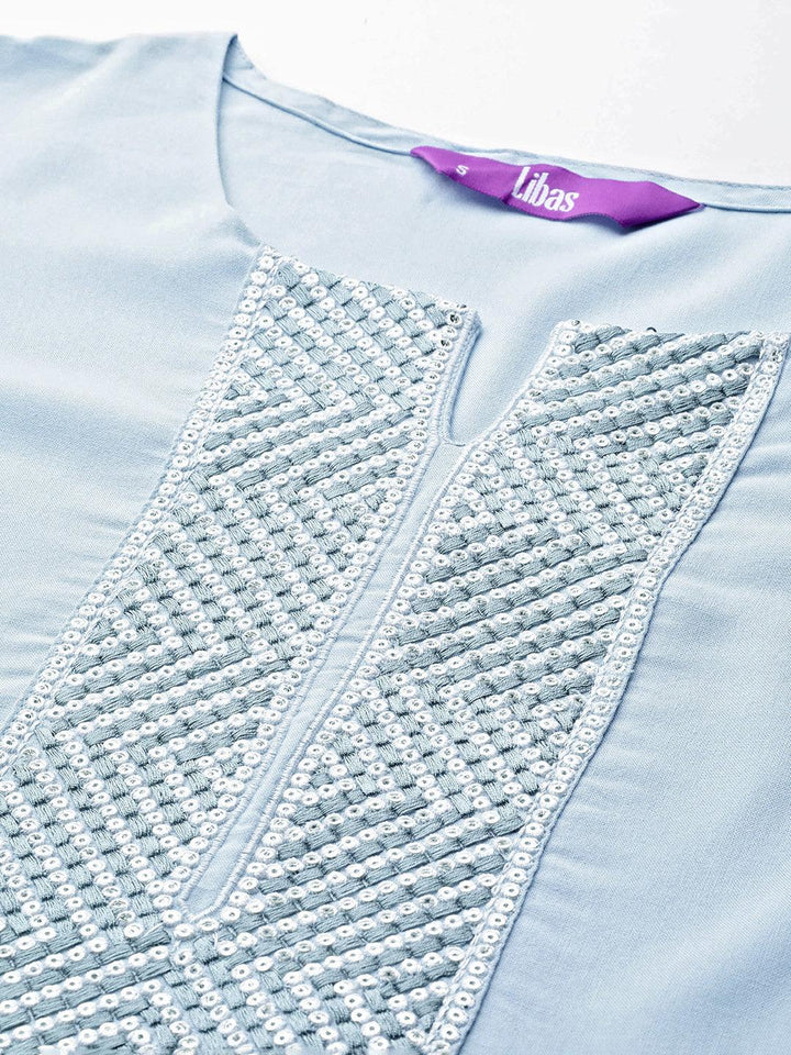 Grey Yoke Design Rayon Straight Kurta