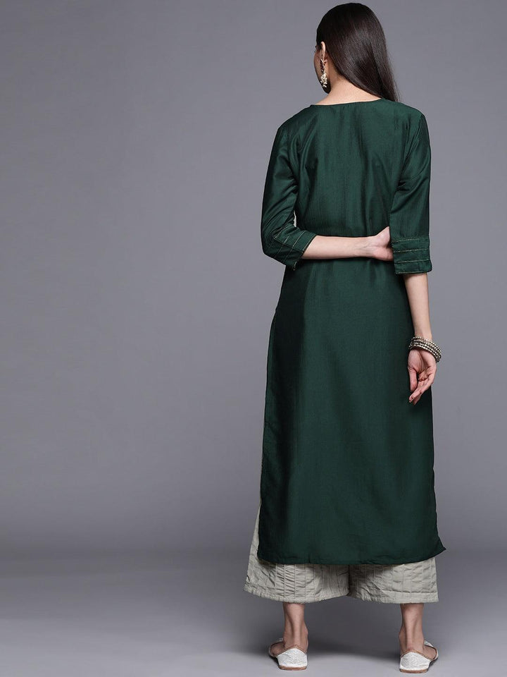 Teal Solid Chanderi Silk Kurta