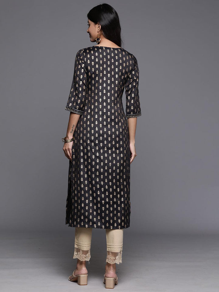 Grey Printed Rayon Straight Kurta