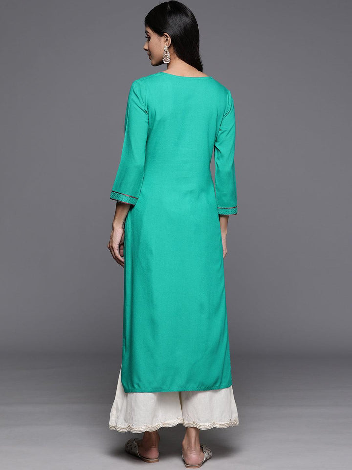 Rama Green Yoke Design Rayon Straight Kurta