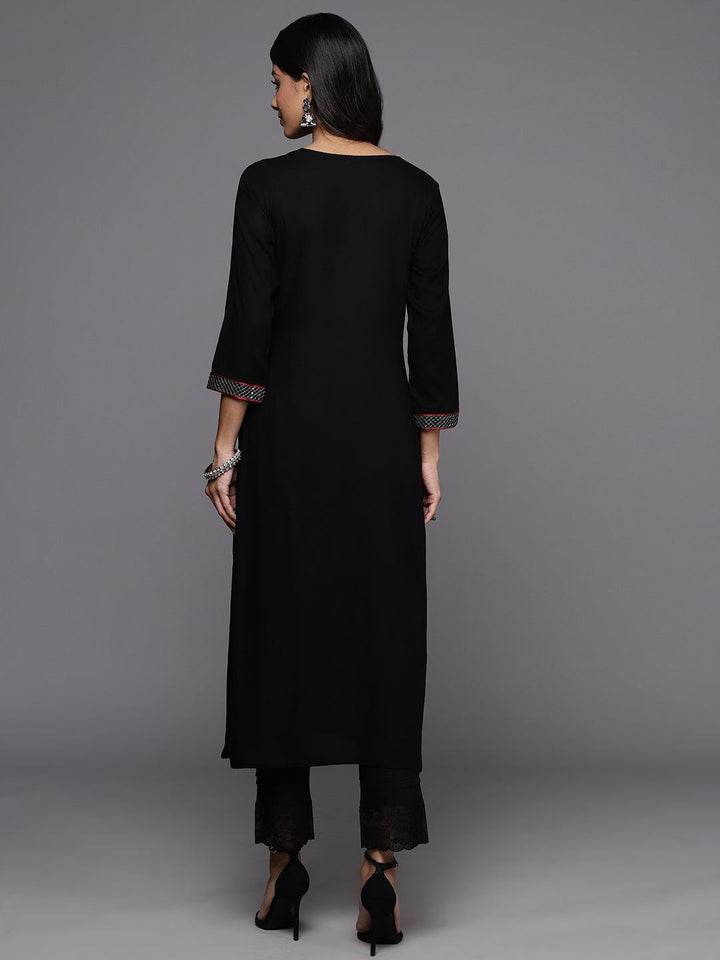 Black Yoke Design Rayon Straight Kurta