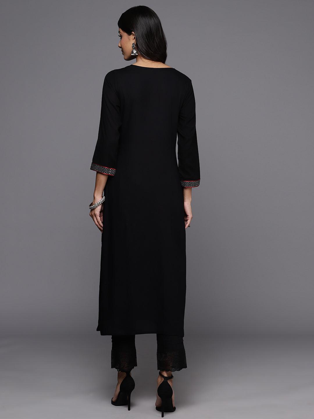 Blue Printed Rayon A-Line Kurti - ShopLibas