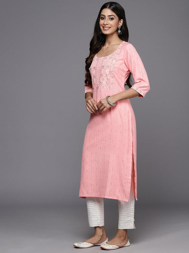 Peach Yoke Design Rayon Straight Kurta