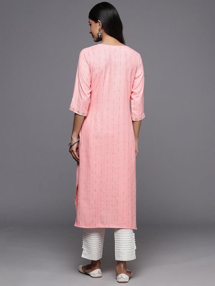 Peach Yoke Design Rayon Straight Kurta