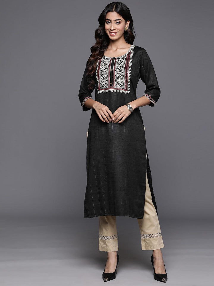 Black Yoke Design Rayon Straight Kurta