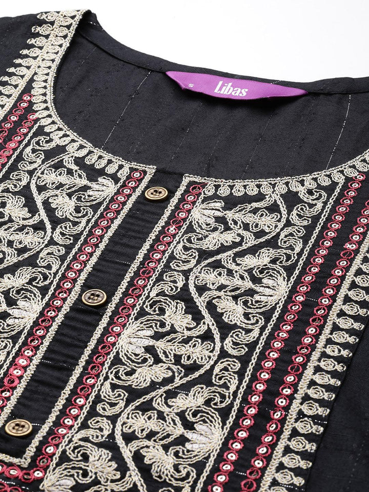 Black Yoke Design Rayon Straight Kurta