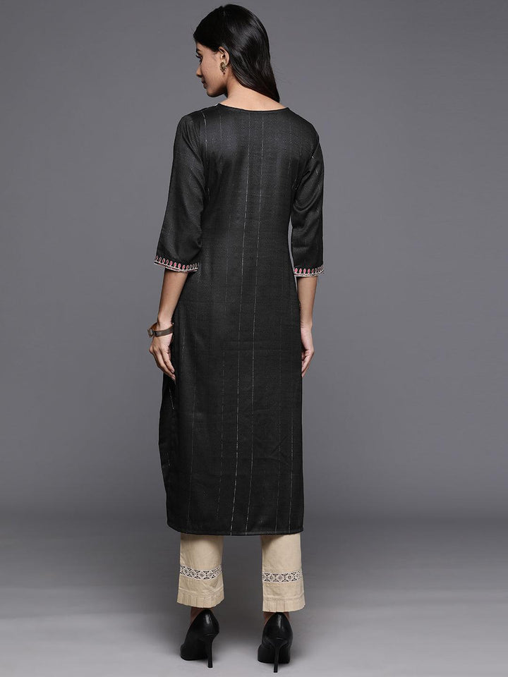 Black Yoke Design Rayon Straight Kurta