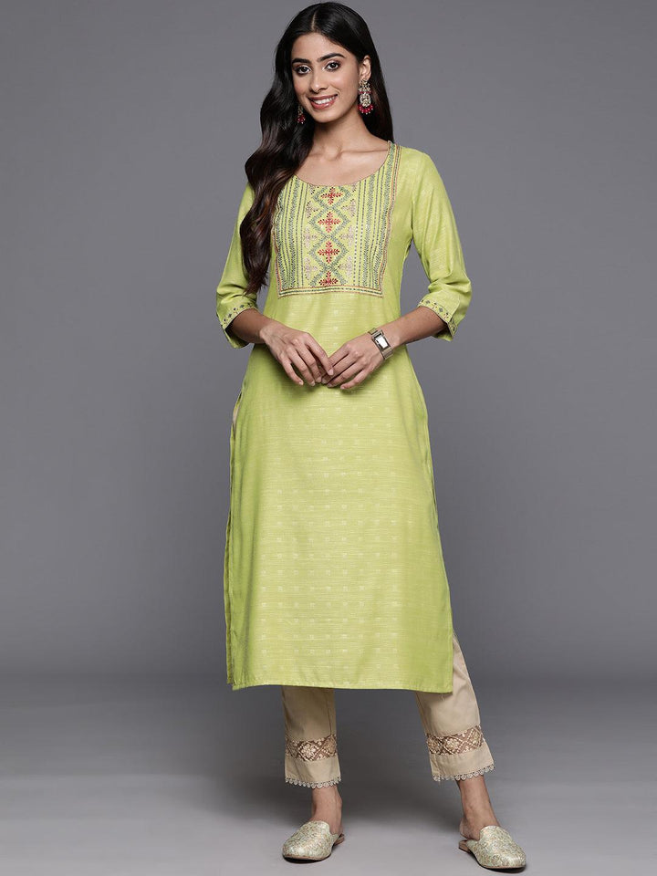 Green Yoke Design Rayon Straight Kurta