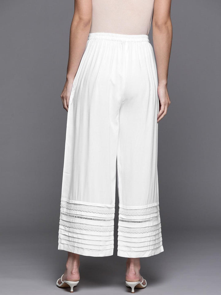 White Hem Design Rayon Palazzos