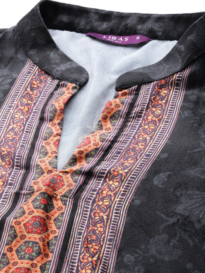 Multicoloured Printed Velvet Suit Set