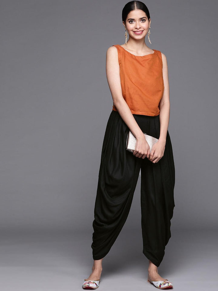 Black Solid Rayon Salwar Pants