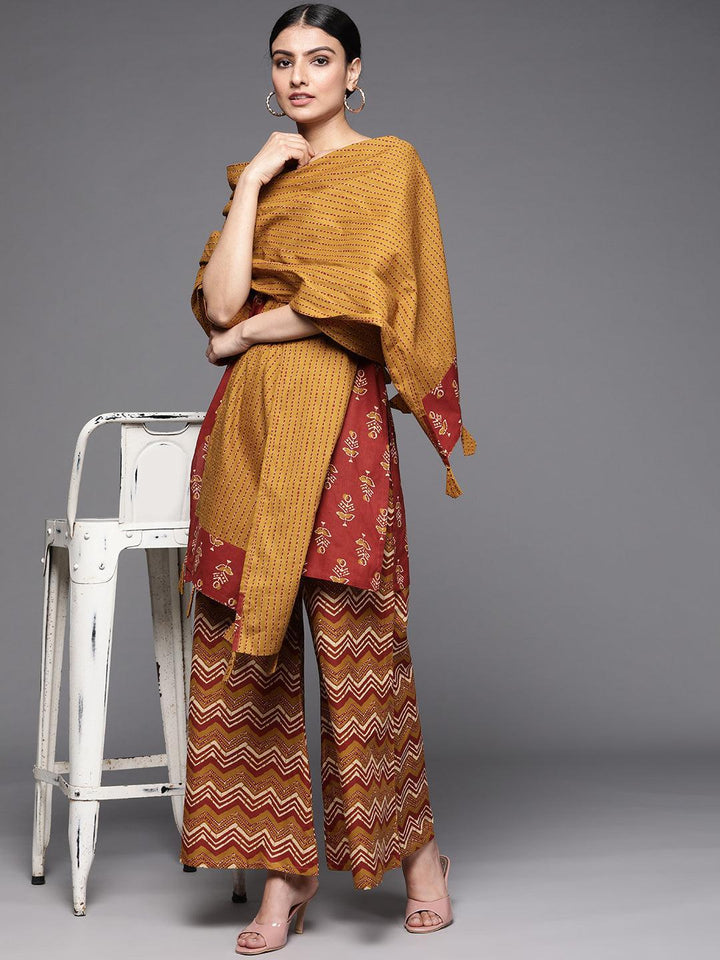 Rust Printed Cotton Suit Set