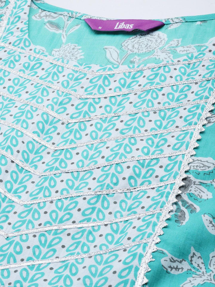 Blue Printed Cotton Suit Set