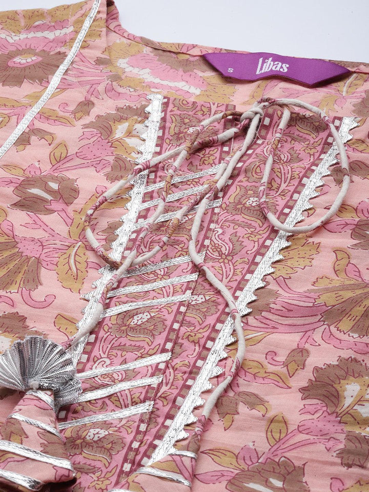 Pink Printed Cotton Suit Set