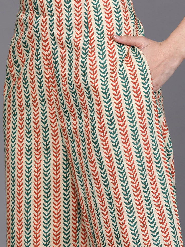 Green Printed Cotton Suit Set