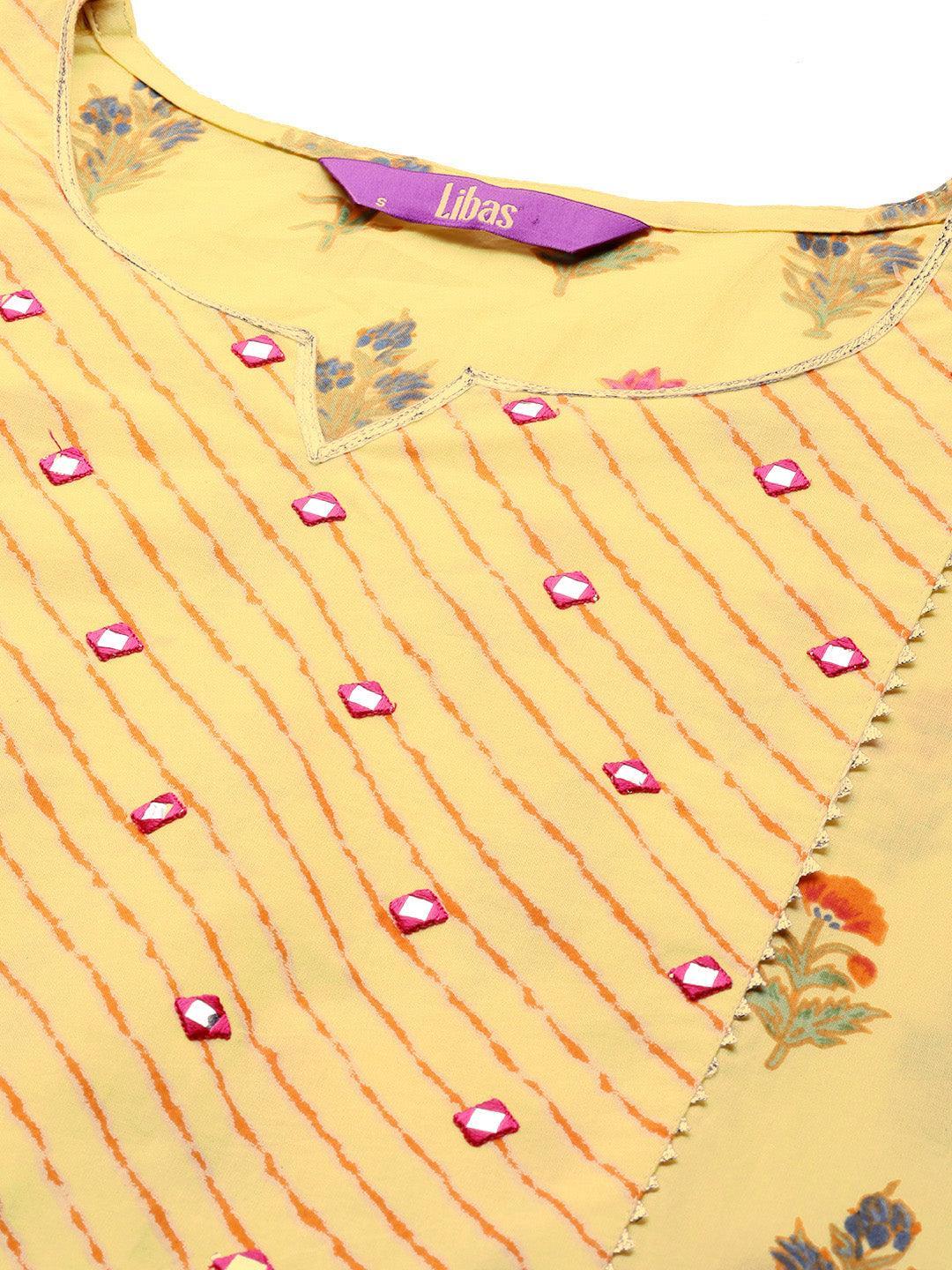 Yellow Printed Cotton Suit Set - ShopLibas