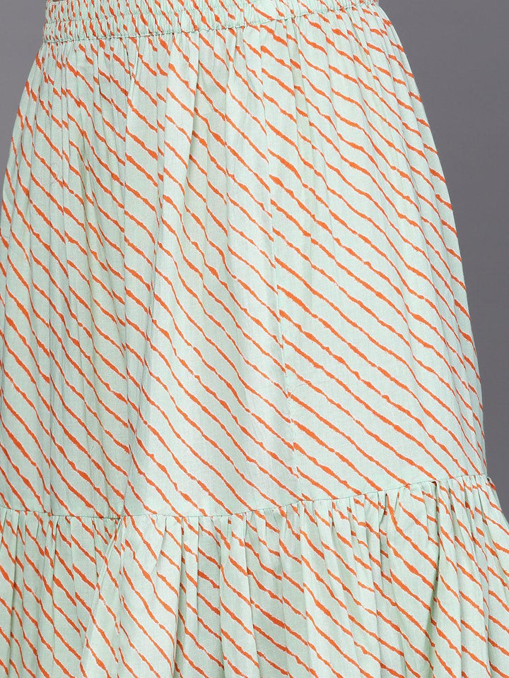 Green Printed Cotton Suit Set