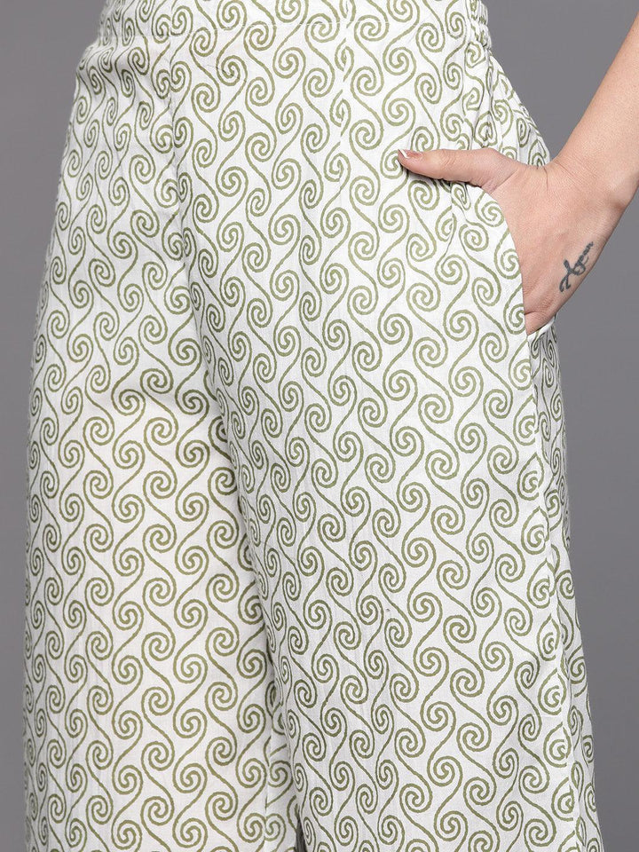 Sea Green Printed Cotton Suit Set