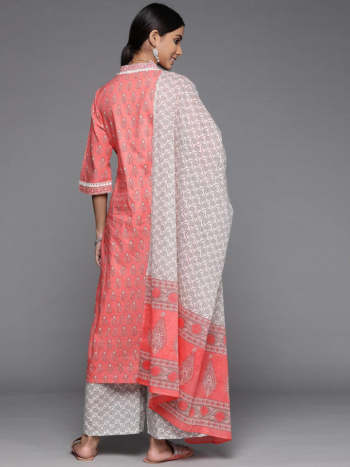 Pink Printed Cotton Suit Set