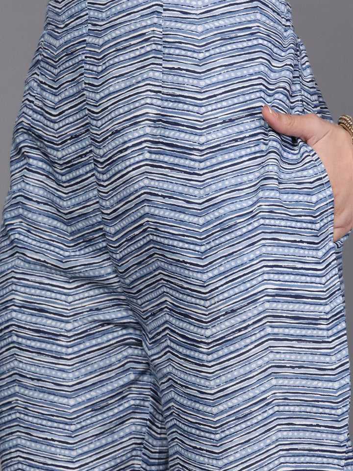 Blue Printed Cotton Suit Set