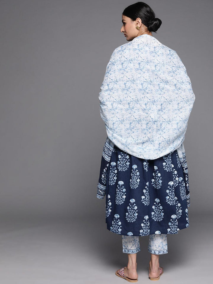 Blue Printed Cotton Suit Set