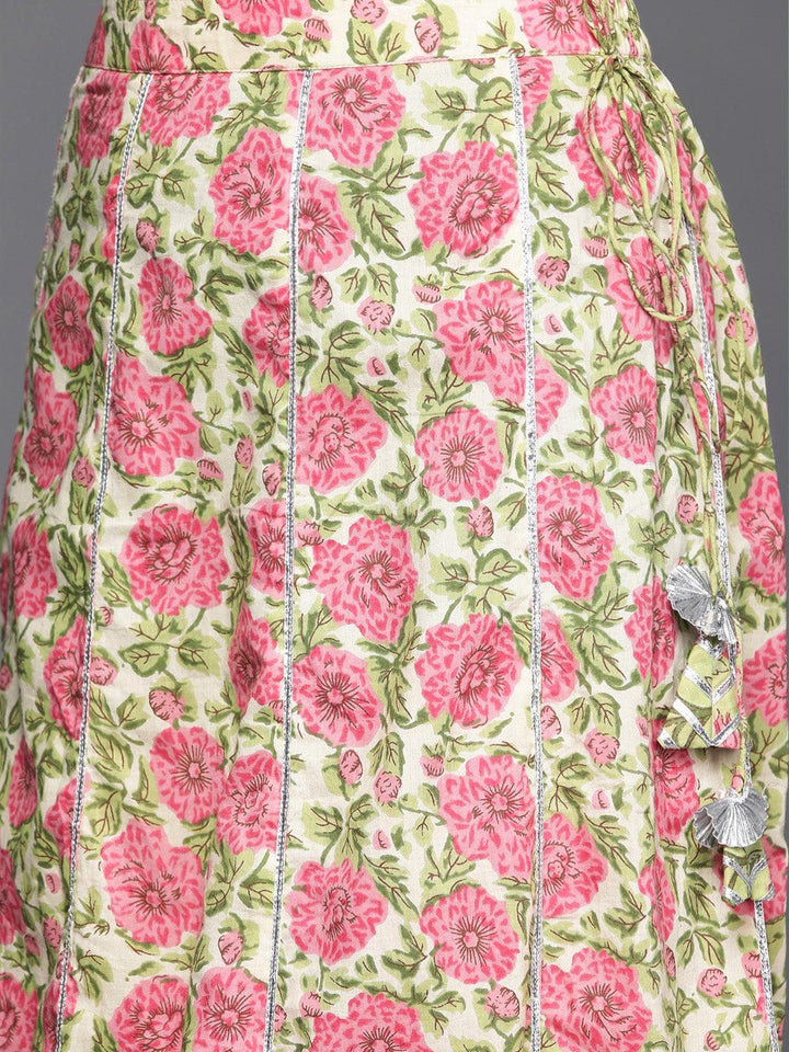 Green Printed Cotton Suit Set