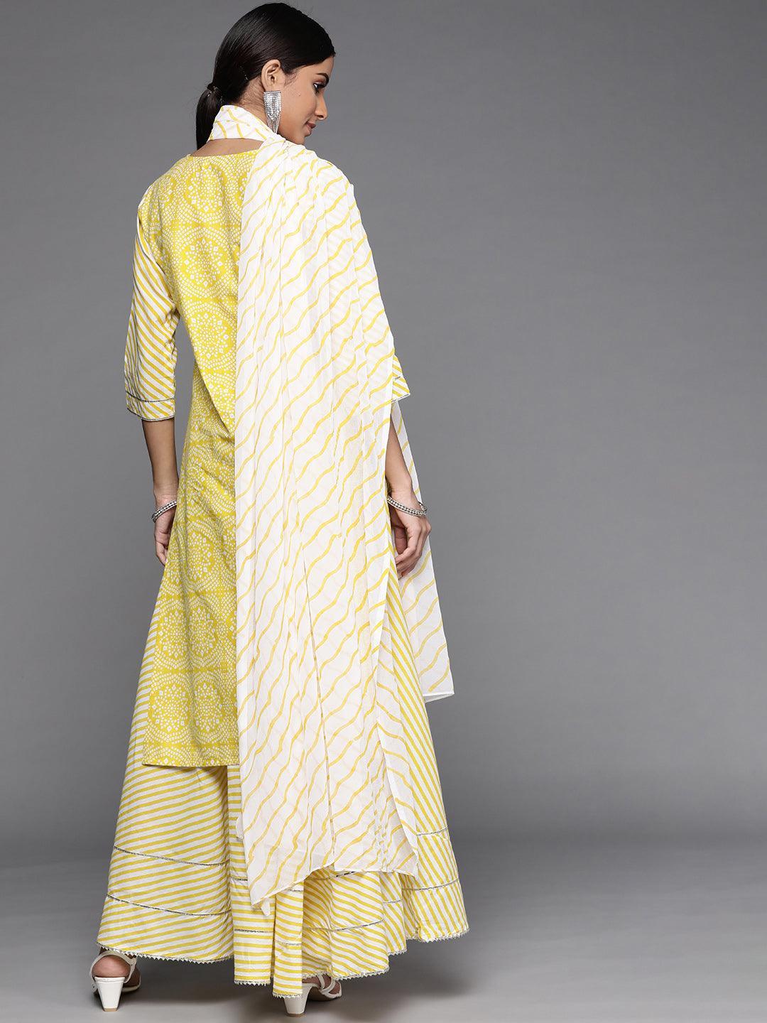 Yellow Printed Cotton Suit Set - ShopLibas