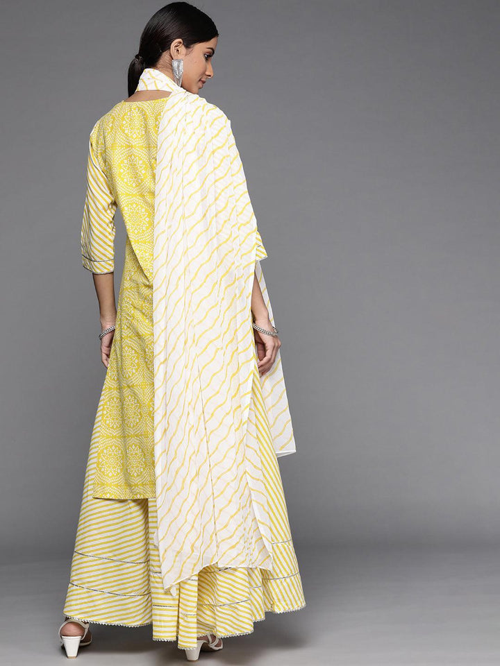 Yellow Printed Cotton Suit Set