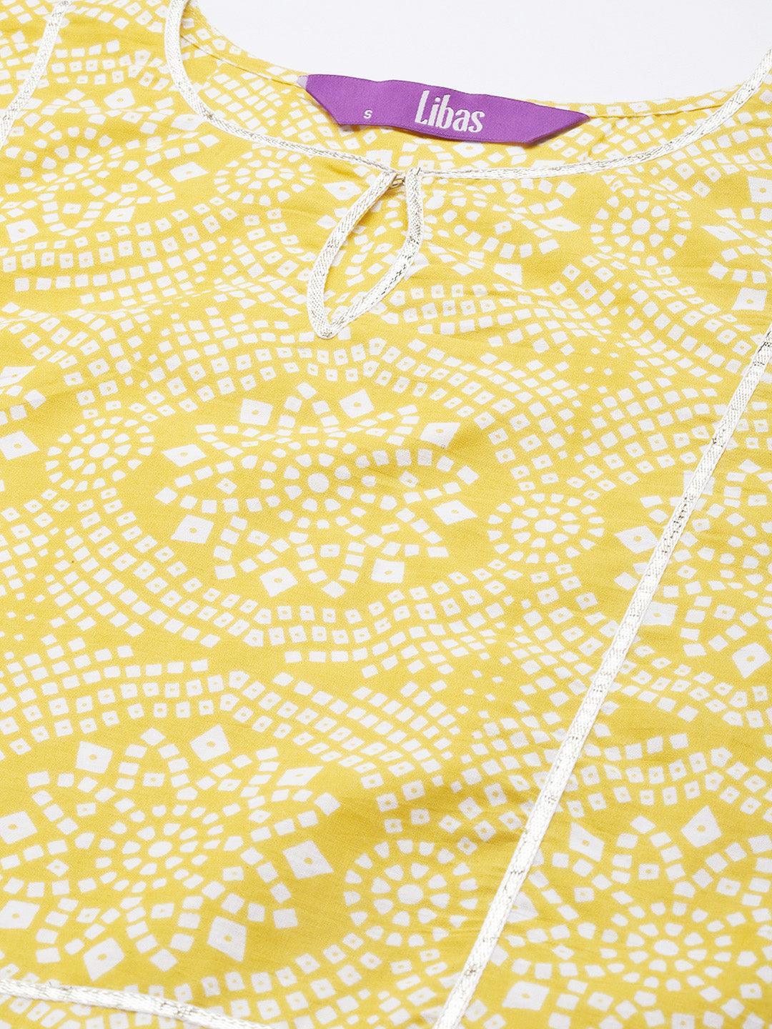 Yellow Printed Cotton Suit Set - ShopLibas