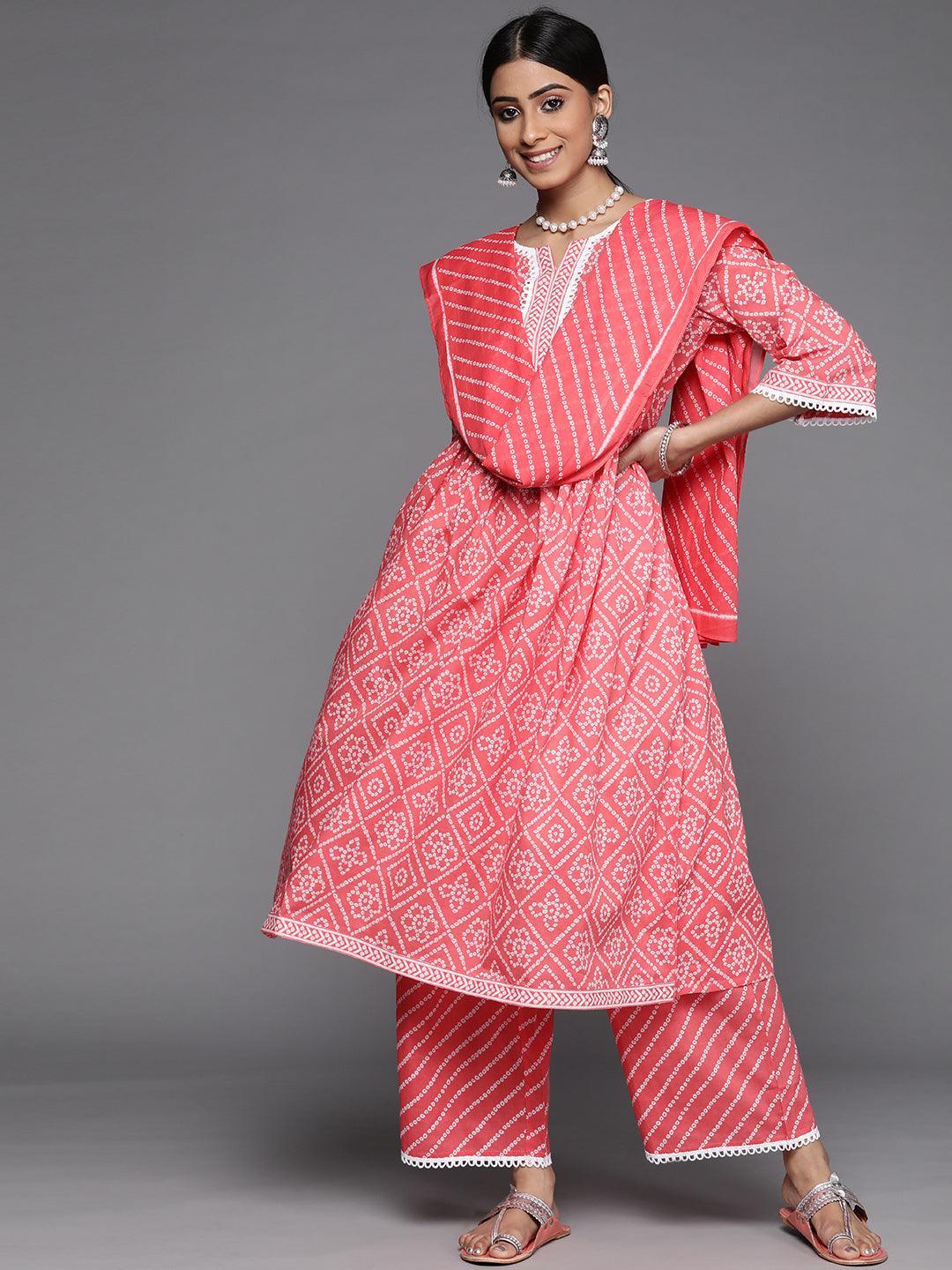 Coral Printed Cotton Suit Set - ShopLibas