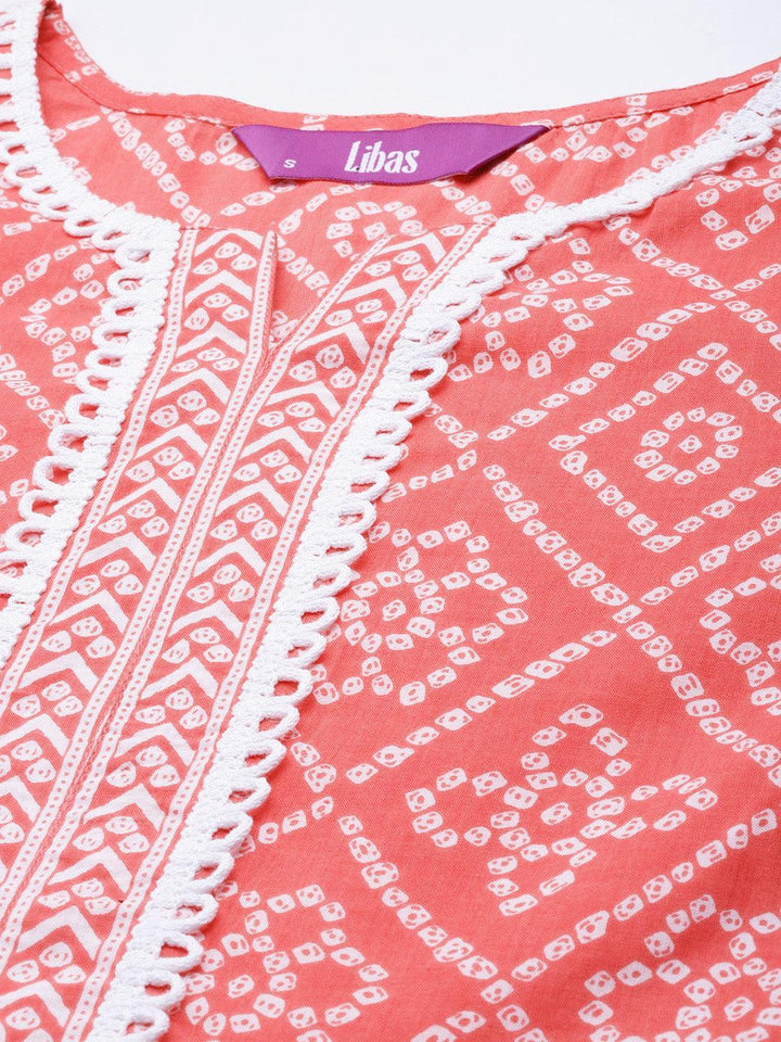 Coral Printed Cotton Suit Set