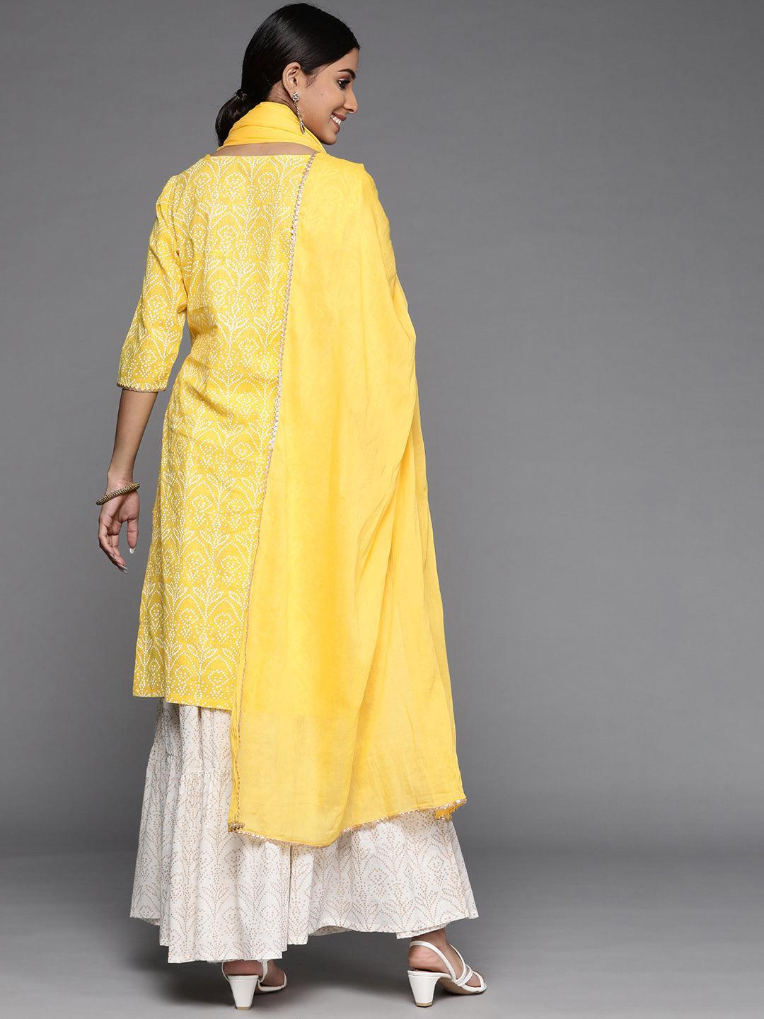 Yellow Printed Cotton Suit Set - ShopLibas