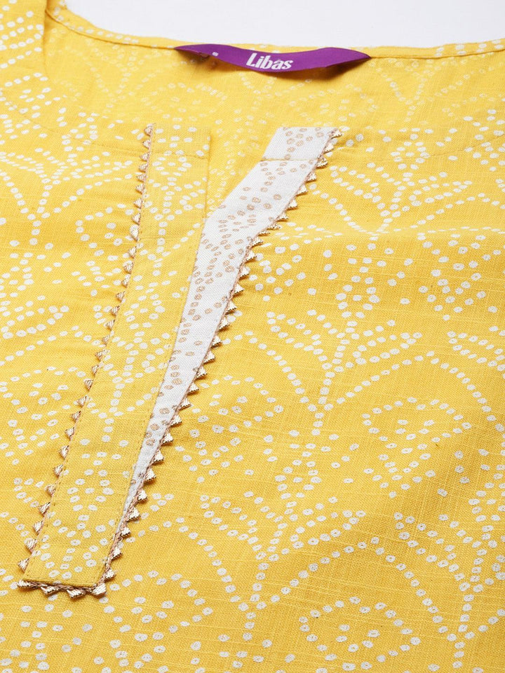 Yellow Printed Cotton Suit Set