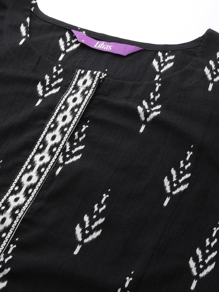 Black Printed Cotton Suit Set