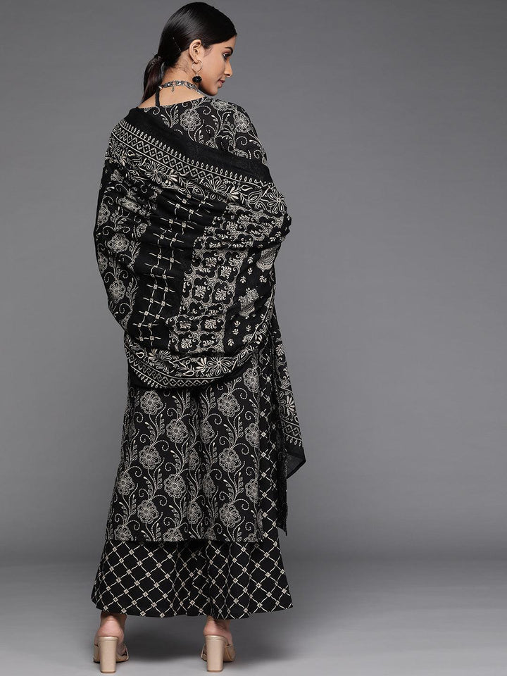 Black Printed Cotton Suit Set