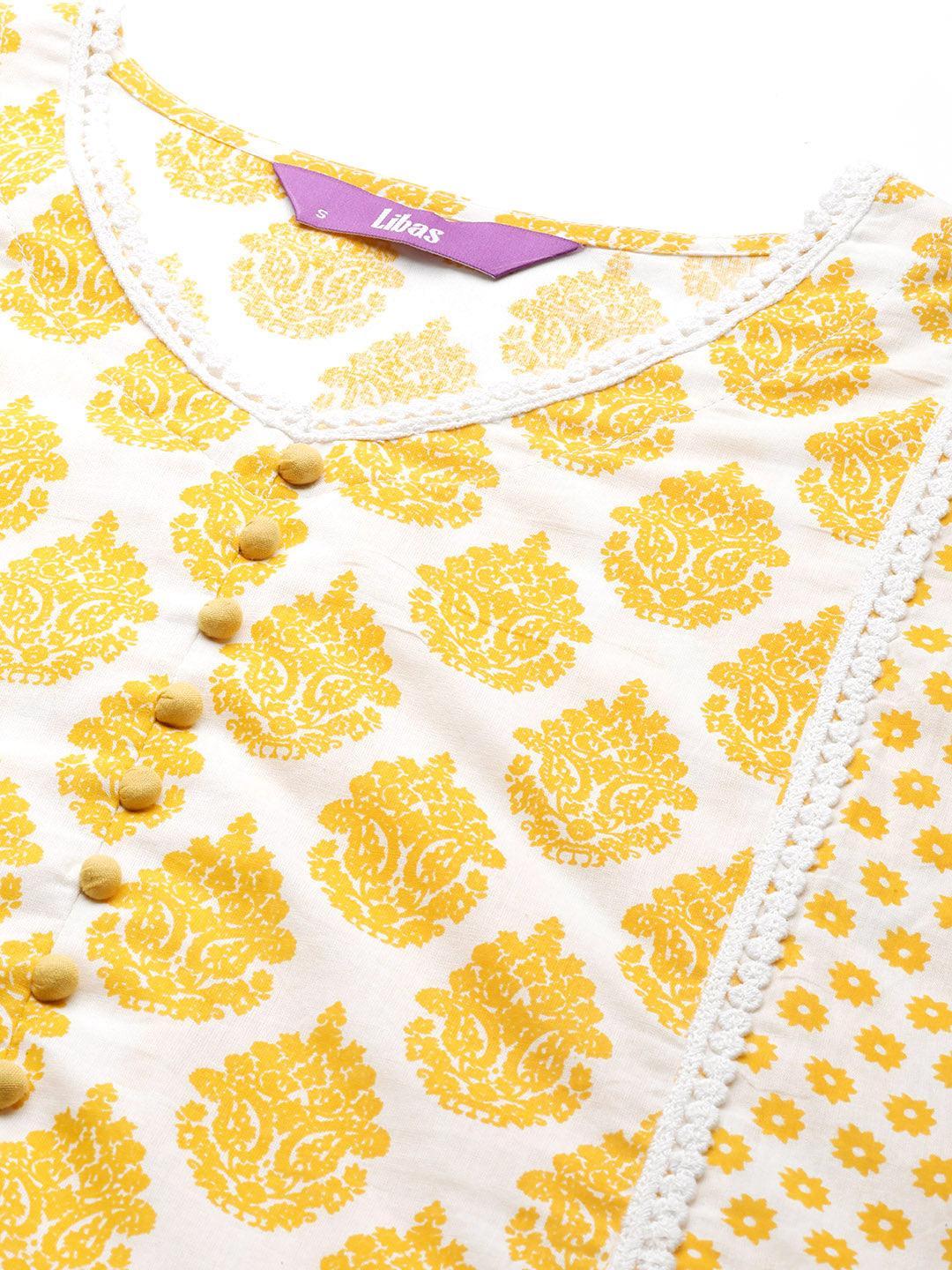 Yellow Printed Cotton Suit Set - ShopLibas