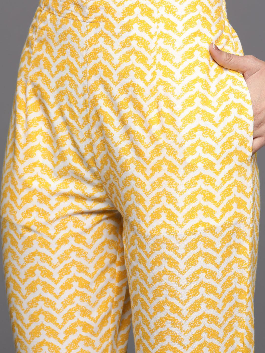 Yellow Printed Cotton Suit Set - ShopLibas