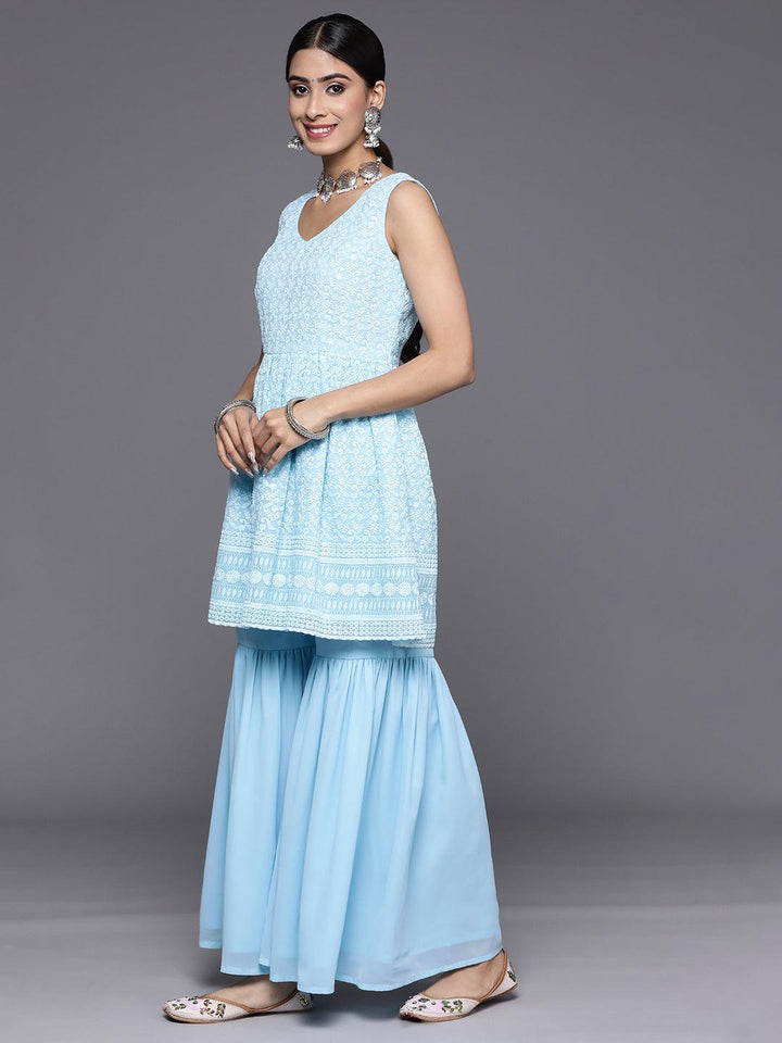 Black Embroidered Georgette Anarkali Suit With Dupatta