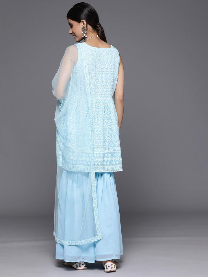 Black Embroidered Georgette Anarkali Suit With Dupatta