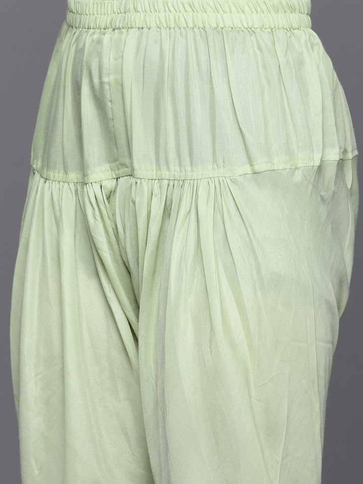 Green Embroidered Georgette Anarkali Kurta With Churidar & Dupatta