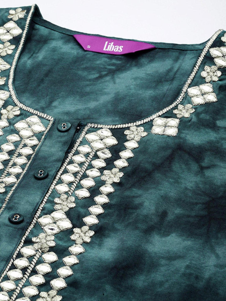Grey Printed Silk Blend Straight Suit With Dupatta