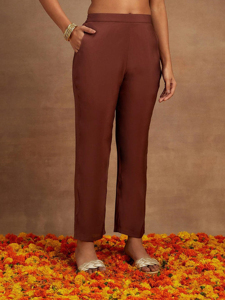 Mauve Printed Silk Blend Straight Suit With Dupatta