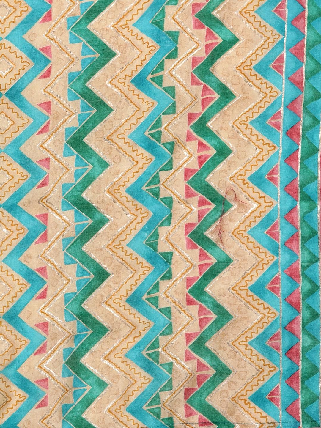 Green Yoke Design Silk Blend Straight Kurta With Trousers & Dupatta - ShopLibas