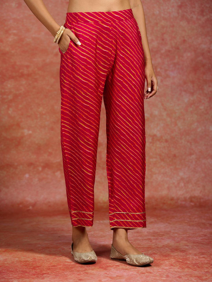 Pink Printed Silk Blend Anarkali Suit With Dupatta