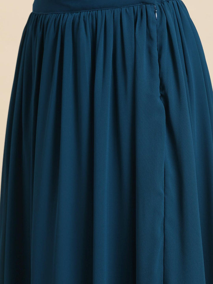 Blue Embroidered Georgette Saree