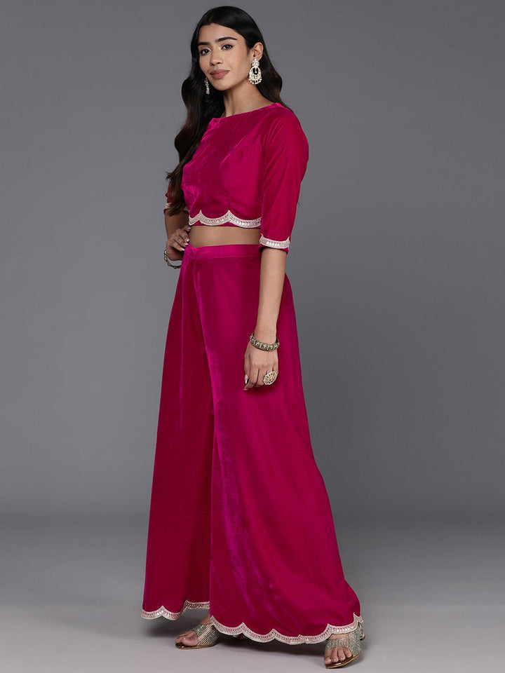 Pink Solid Velvet 3 Piece Co-Ords
