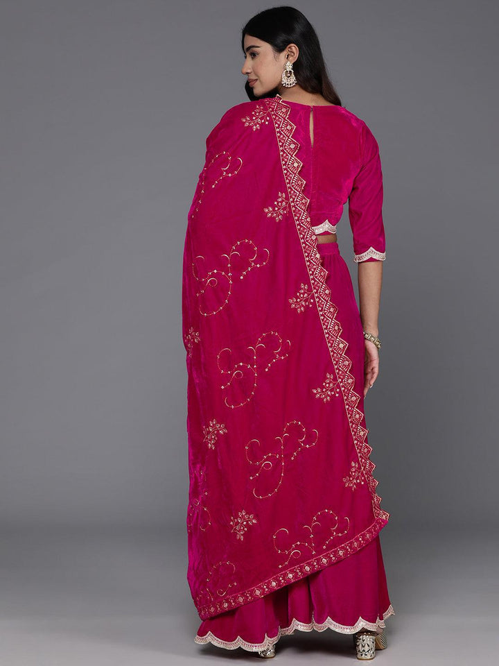 Pink Solid Velvet 3 Piece Co-Ords